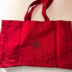 CHANEL GWP Vibrant Red Canvas Tote